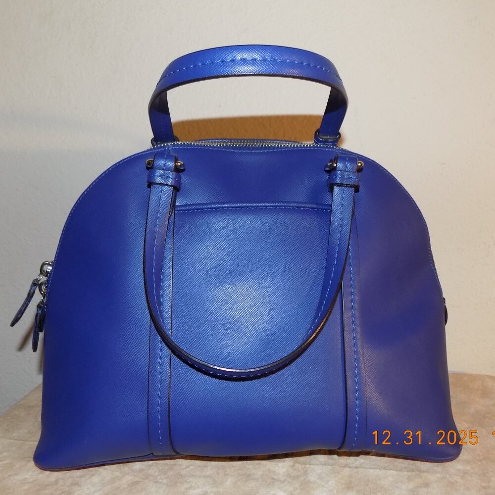 Coach Blue Leather Cora Domed Satchel Bag - Picture 3 of 5